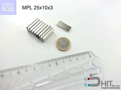 MPL 25x10x3 N38 - neodymowe magnesy płytkowe
