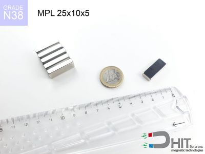 MPL 25x10x5 N38 - magnesy neodymowe płaskie
