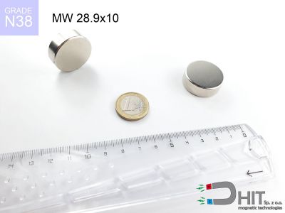 MW 28.9x10 N38 - magnesy w kształcie walca