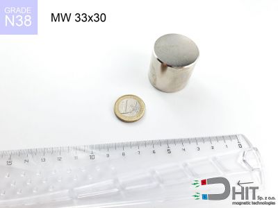 MW 33x30 N38 - magnesy w kształcie walca