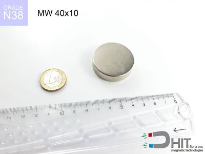 MW 40x10 N38 - magnesy neodymowe walcowe