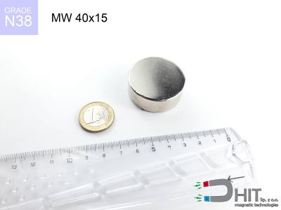 MW 40x15 N38 - magnesy neodymowe walcowe