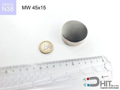 MW 45x15 N38 - magnesy w kształcie krążka