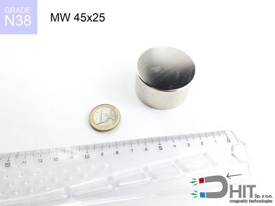 MW 45x25 N38 - magnesy neodymowe walcowe