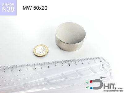 MW 50x20 N38 - magnesy w kształcie krążka