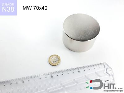 MW 70x40 N38 - neodymowe magnesy walcowe