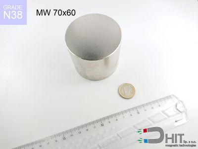 MW 70x60 N38 - magnesy neodymowe walcowe