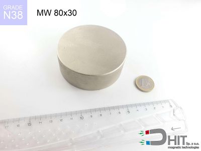MW 80x30 N38 - magnesy w kształcie walca