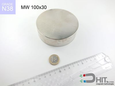MW 100x30 N38 - magnesy w kształcie krążka