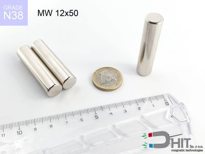 MW 12x50 N38 - magnesy w kształcie walca