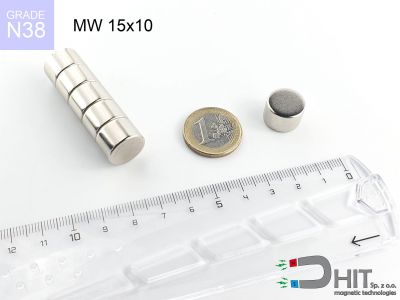 MW 15x10 N38 - neodymowe magnesy walcowe
