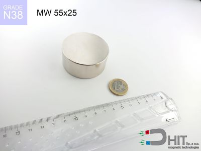MW 55x25 N38 - magnesy w kształcie walca