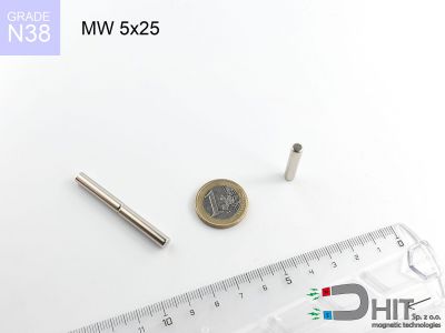 MW 5x25 N38 - magnesy w kształcie walca