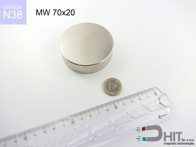 MW 70x20 N38 - magnesy w kształcie krążka
