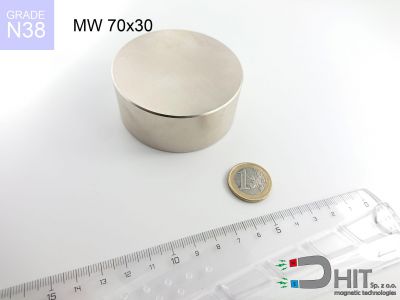 MW 70x30 N38 - magnesy w kształcie krążka