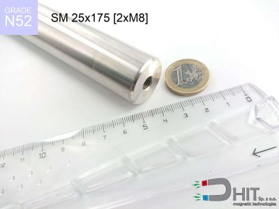 SM 25x175 [2xM8] N52 - separatory pałki magnetyczne z neodymowymi magnesami