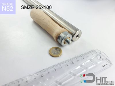 SMZR 25x100 N52 - separatory wałki z neodymowymi magnesami z drewnianym chwytem