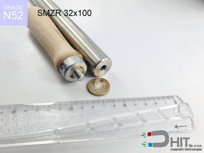 SMZR 32x100 N52 - separatory pałki z neodymowymi magnesami z drewnianą rączką