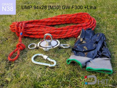 UMP 94x28 [3xM10] GW F300 GOLD Lina N38 - magnesy neodymowe do łowienia w wodzie
