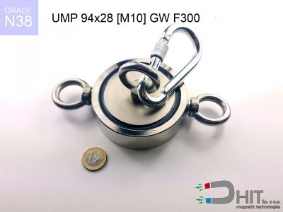 UMP 94x28 [3xM10] GW F300 GOLD N38 - magnesy neodymowe do poszukiwań w wodzie