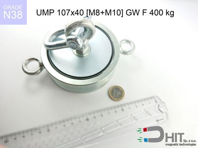 UMP 107x40 [M8+M10] GW F 400 kg N38 - uchwyty magnetyczne do poszukiwań w wodzie
