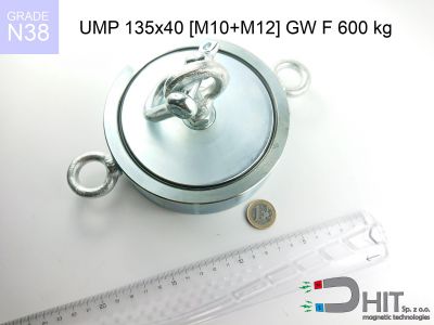 UMP 135x40 [M10+M12] GW F 600 kg N38 - magnetyczne uchwyty do szukania w wodzie