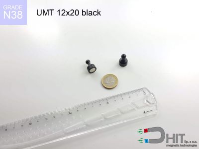 UMT 12x20 black N38 - uchwyty magnetyczne na tablice