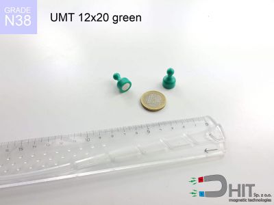 UMT 12x20 green N38 - magnesy na tablice